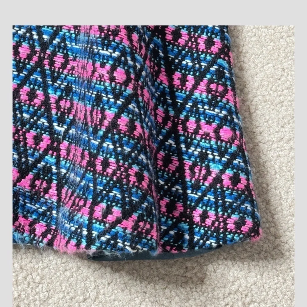 Matthew Williamson A- Line Skirt Detachable Belt Textured Fabric Pink Blue Print